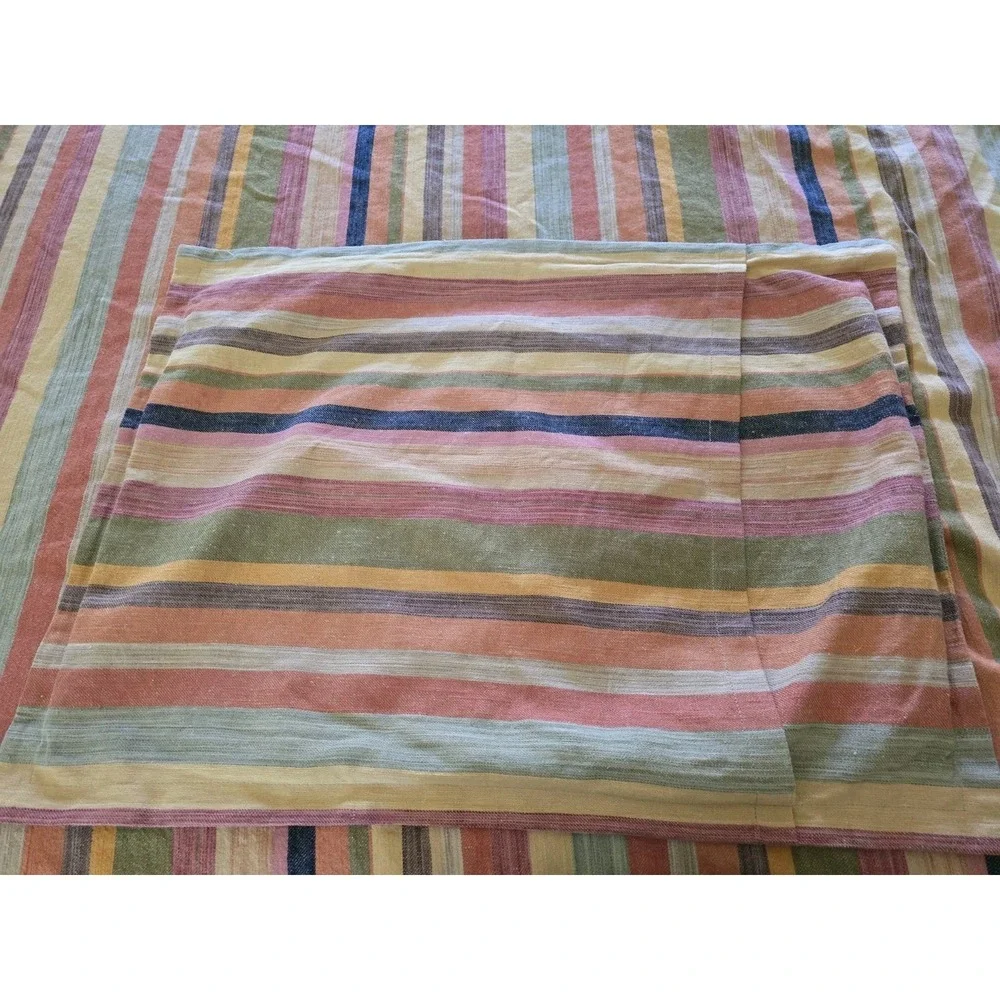 Pottery Barn King Duvet Cover Foundations Logan Stripe Orange Multicolor Stripe
